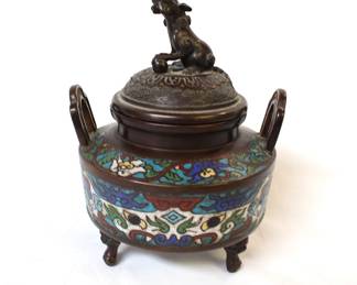 Late 19th C. Bronze Chinese Cloisonne Censer