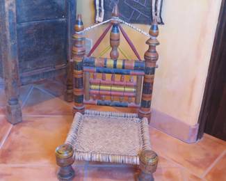 Late 19th C. Punjabi Style Pidha Low or Wedding Chair