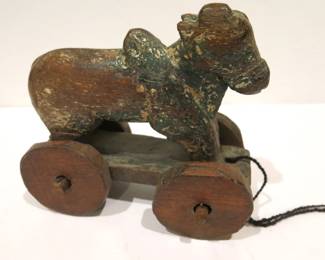 19th C. Polychrome (Teal) Nandi Pull-Toy