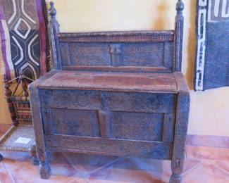 Mid 19th C. Hindu Kush Nuristan Storage Chest with Backsplash