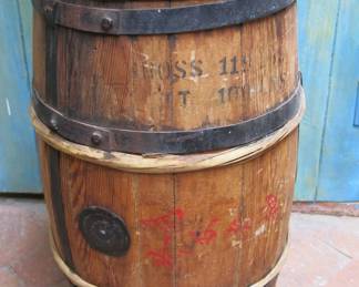 Antique Chinese Wooden Iron Banded Keg