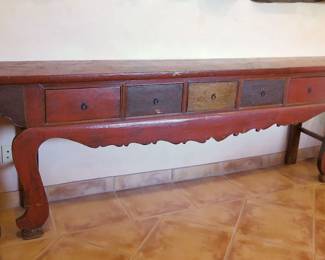 Late 19th C. Chinese Long Lacquered Sideboard