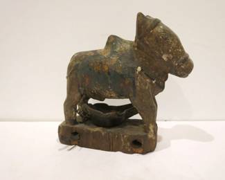 19th C. Polychrome Nandi with Metal Milk Pail