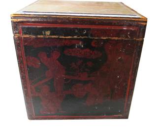 19th Century Chinese Red Lacquer Campaign Chest