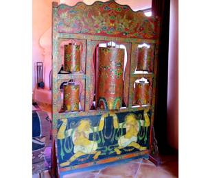 Tibetan Five Prayer Wheel Wall