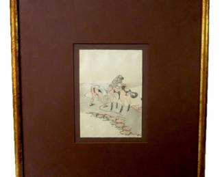Katsushika Hokusai Woodblock Print "Man and Horse"