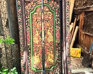 Antique Hand-Carved and Painted Balinese Door