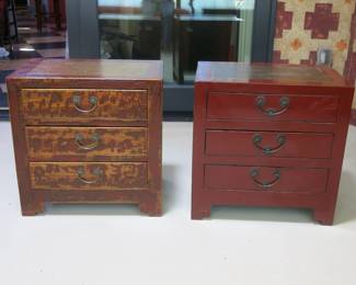 Three Drawer Chinese Nightstand Pair
