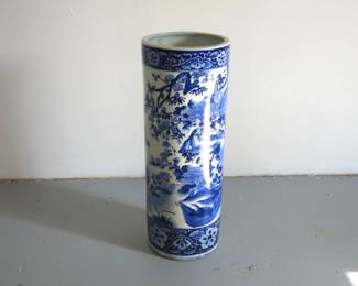 19th C. Chinese Export Blue and White Porcelain Stick Holder