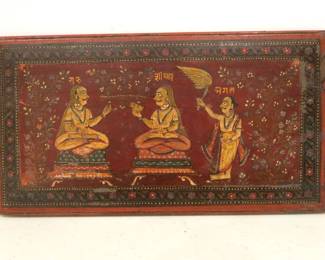 Early 19th C. Mughal Style Hand Painted Wood Panel Miniature