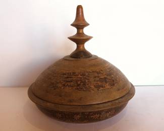 Painted Round Burmese Offering Box