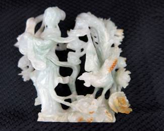 Xiwangmu Paulownia and Phoenix Nephrite Jade Carving 