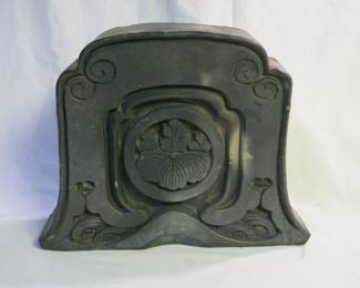 Japanese Kamon Kawara Kaezu Matagi Family Crest Roof Top End Tile