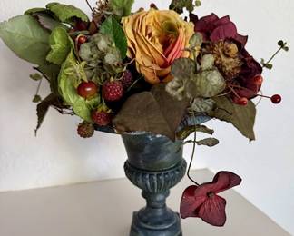 Artificial Silk Floral Arrangement in Metal Pot