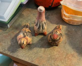 Ceramic Mexican Tonala Bird Figurines 
