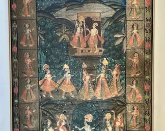 Framed hand painted silk (67" x 44") from Lebanon