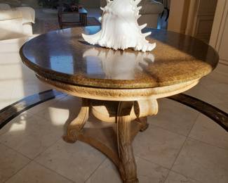 Carved wood foyer table