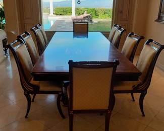 Large Italian wood inlaid dining set