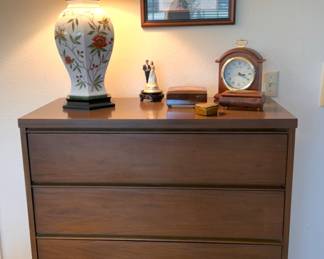 mid century modern wood 4 drawer chest