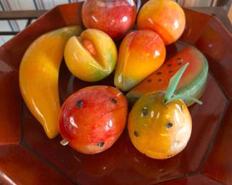 hand carved Italian marble fruit