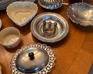 Silver plated serving dishes everywhere