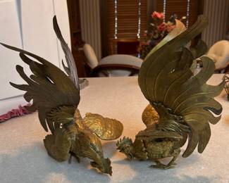 brass fighting cocks