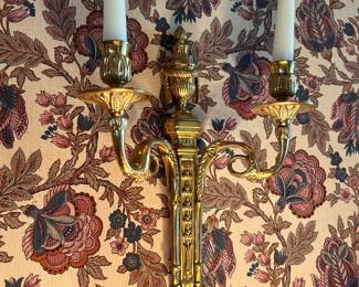 solid heavy brass (pair) of wall mounted candelabra sconces
