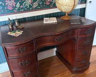 Nice Antique Curved Mahogany Desk