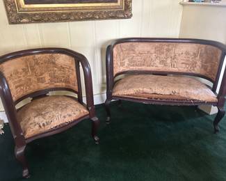 Antique Empire Chair and Love Seat