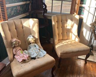 Pair of Vintage Chairs with antique dolls