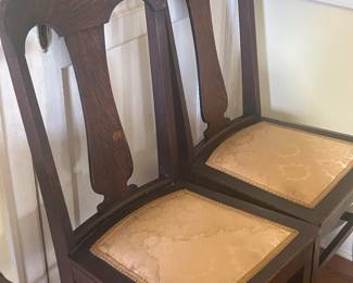 Pair of antique T Back Oak Chairs