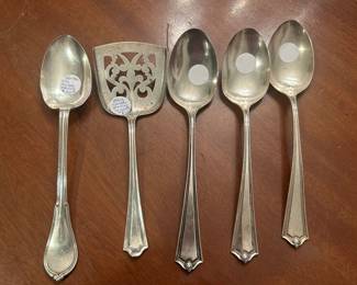 Sterling Silver Serving Spoons and Cucumber Server
