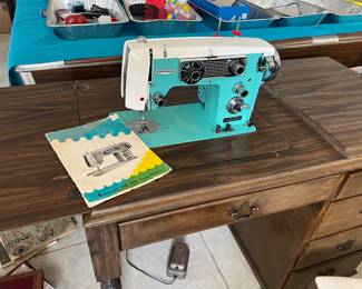 Vintage green sewing machine