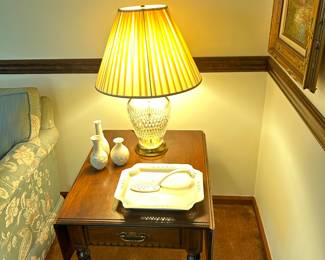 Dropped side table with drawers