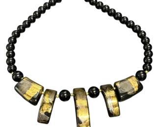 Japan Gold Tone Black Necklace 