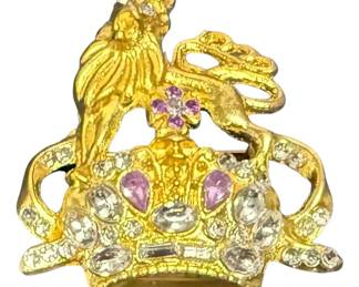 TBN Frayer Lines Gold Tone Brooch 