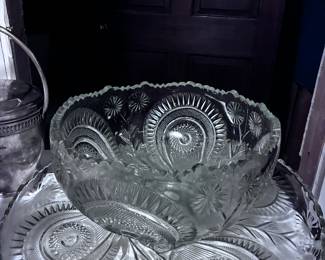 Cut glass punch bowl