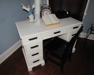 Vintage desk painted white