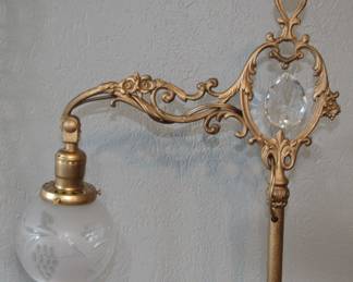 Antique iron bridge arm lamp with crystal