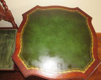 Pair of vintage leather top parlor tables
