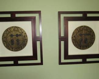 Asian art in shadowbox frames