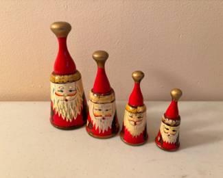 Wooden Hand Painted Santa Claus Bells