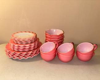 Hazel Atlas Pink Crinoline Ripple Dinnerware