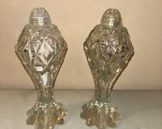 Vintage Cut Crystal Salt and Pepper Shakers