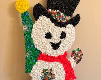 Vintage Melted Plastic Popcorn Snowman