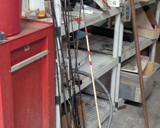 Tackle boxes and fishing poles