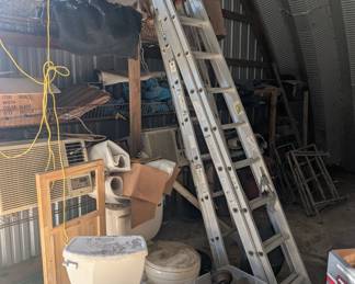 Ladders, toilets, window air conditioner  small scaffoling