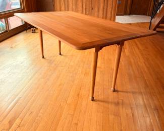 Stunning MCM drop-leaf dining table. Available for pre-sale. Email lizzy@soulshineestatesaleco.com for details. 