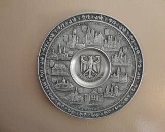 Zinn Becker Pewter Wall Plate (German Landmarks)