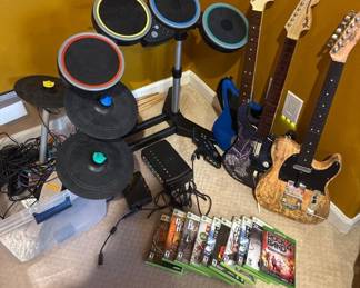 Large Rock Band Bundle w/Instruments and Games